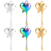 5pcslot fashion gothic gold color love melting stainless steel charms three tone heart dripping pendant for jewelry supplies