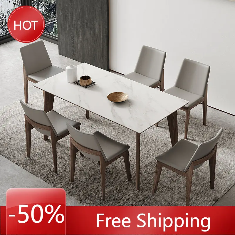 

Кухонный стол из массива дерева в скандинавском стиле и 4 стула, домашний современный минималистичный обеденный стол для маленькой квартиры