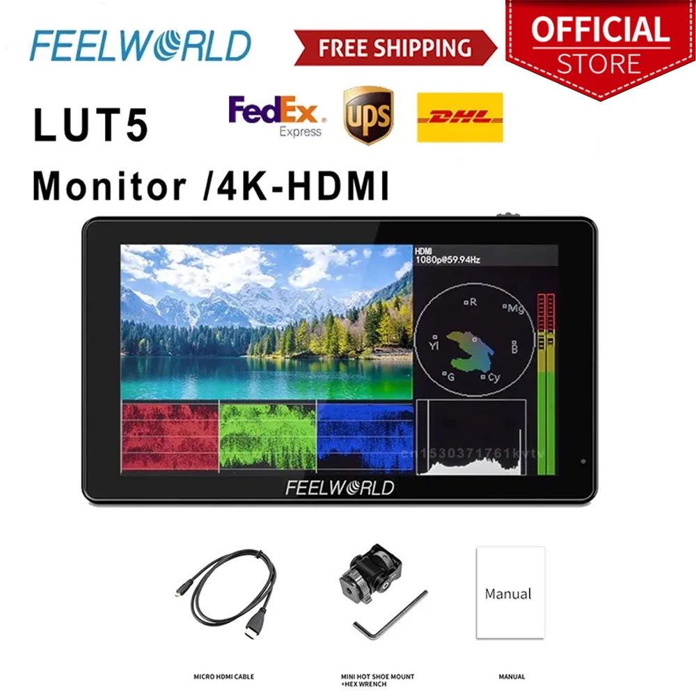 Монитор для камеры FEELWORLD 3000nit LUT5 5 дюйма 1920X108 IPS 4K HDMI - купить по выгодной цене |