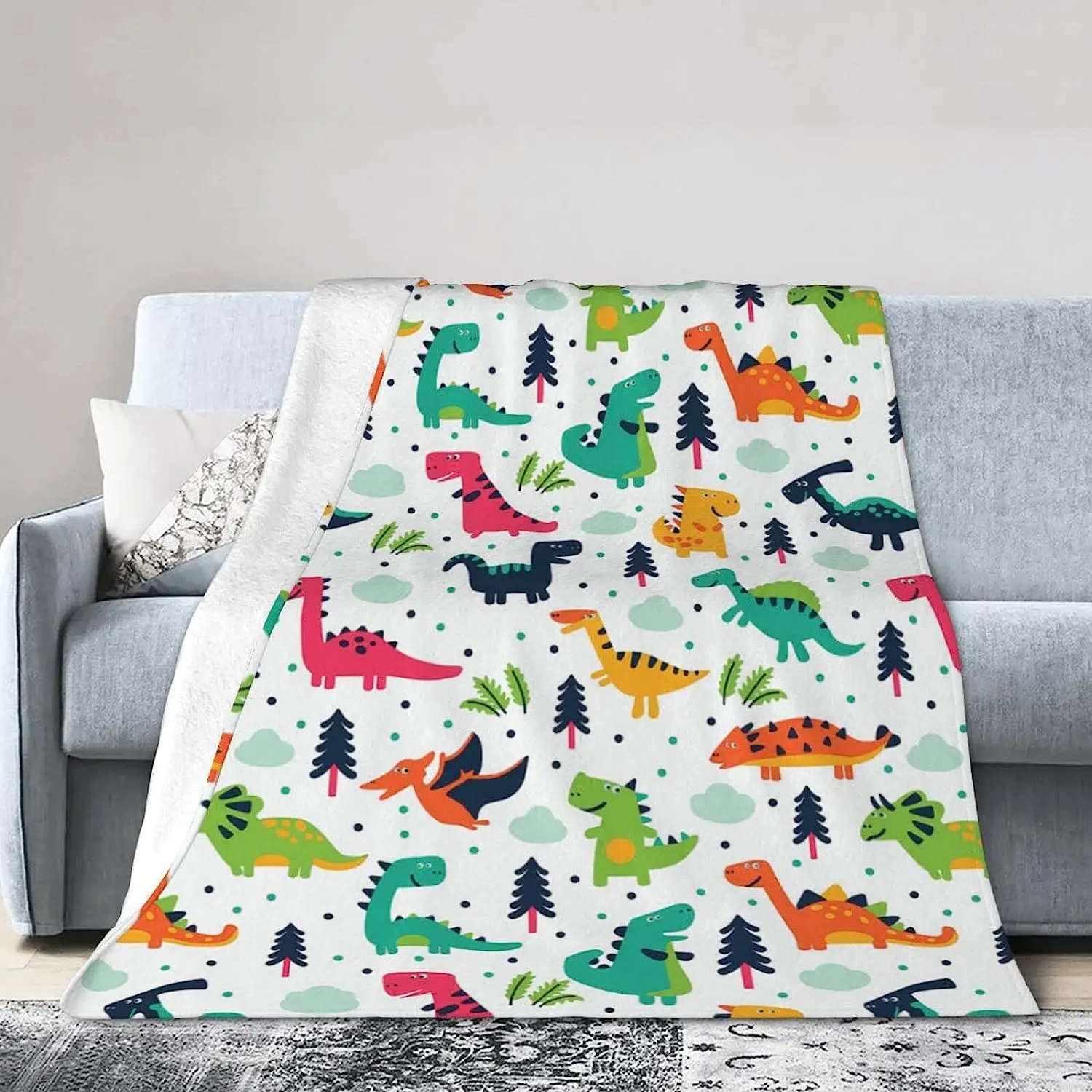 

Dinosaur Sherpa Fleece Throw Blanket for Couch Sofa Chair Bed Plush Soft Cozy Soft Blankets for Women Girls Kids Gift