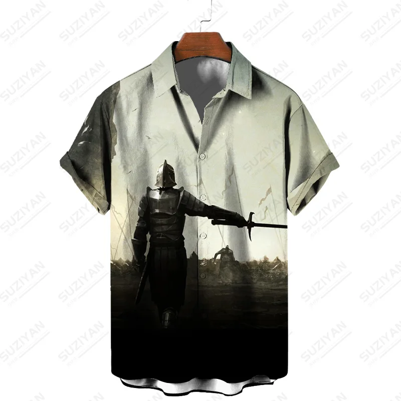 

Korean Fashion One Piece Shirt Button Japanese Summer Freelancer Handsome Beautiful Patterns Anime Shirt