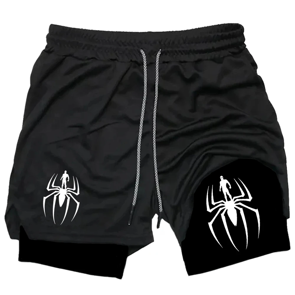 Мужские баскетбольные спортивные шорты 2 в 1 двухслойные штаны сетчатые