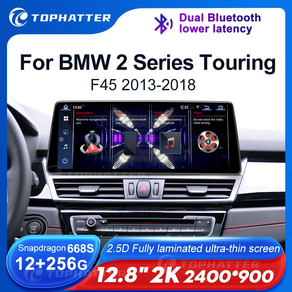 12.8 2K 2.5D автомобильное радио для BMW F45 F46 2 серии Touring экран CarPlay Android Auto
