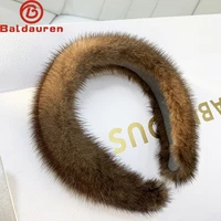 2022 hot sale women luxury winter 100 real mink fur headbands high quality real fur hair band lady fashion hair hoop furry gift