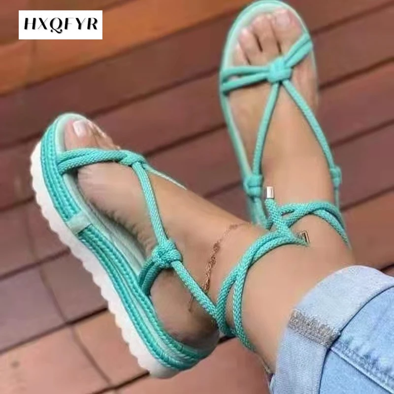 

Woman Gladiator Platform Sandal Ladies Ankle Wrap Female Fashion Lace Up Women's Sandals Non Slip Women's Footwear Plus Size 43