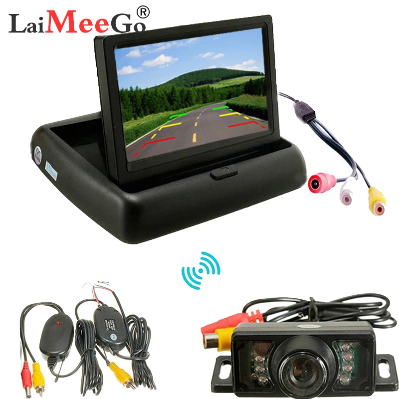 

4.3 Inch TFT LCD Screen Car Rear View Monitor with 2.4Ghz Wireless Car Backup Camera 2 Video Input for Parking Assitance System