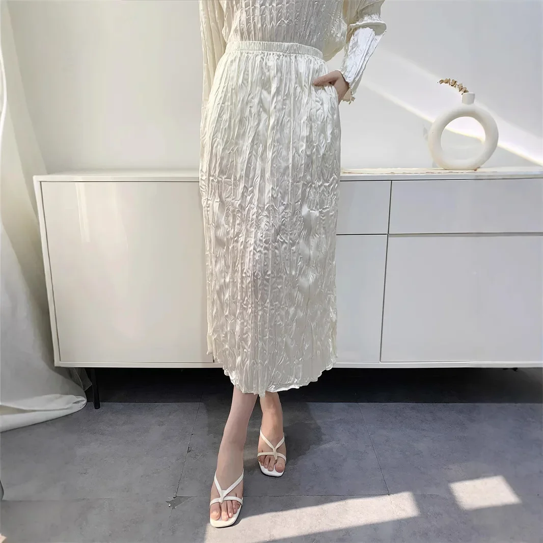 Плиссированная юбка новинка весны и лета 2025 удобная повседневная средней длины