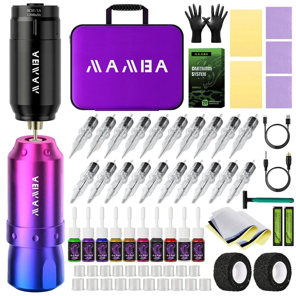 Набор для тату-машинки Mamba 1200 мАч с картриджем