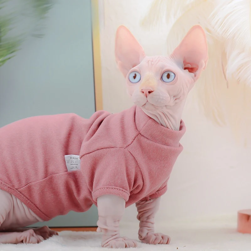 

Cat Clothes Sphynx Shirt Kittens Coat Cat Breathable Pet Clothing DovenRex Costume Rex four-legged belly Cover Pet Apparel