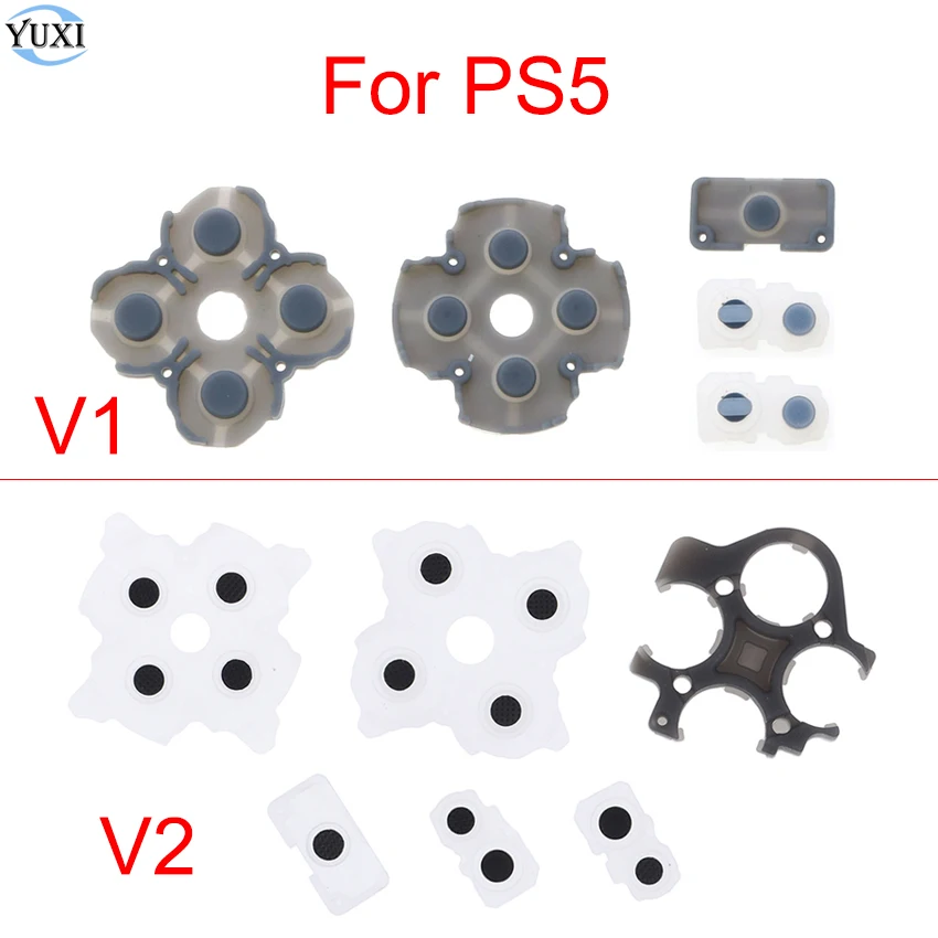 

YuXi 1 Set Rubber Conductive Adhesive Button Pad Keypads Replacement Parts For PS5 V1 V2 Controller Gamepad