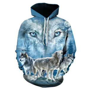 Imported 2021 New Hoodies For Men And Women 3D Printing Ferocious Wolf Head Sweatshirt Kids Fashion Hip Hop C