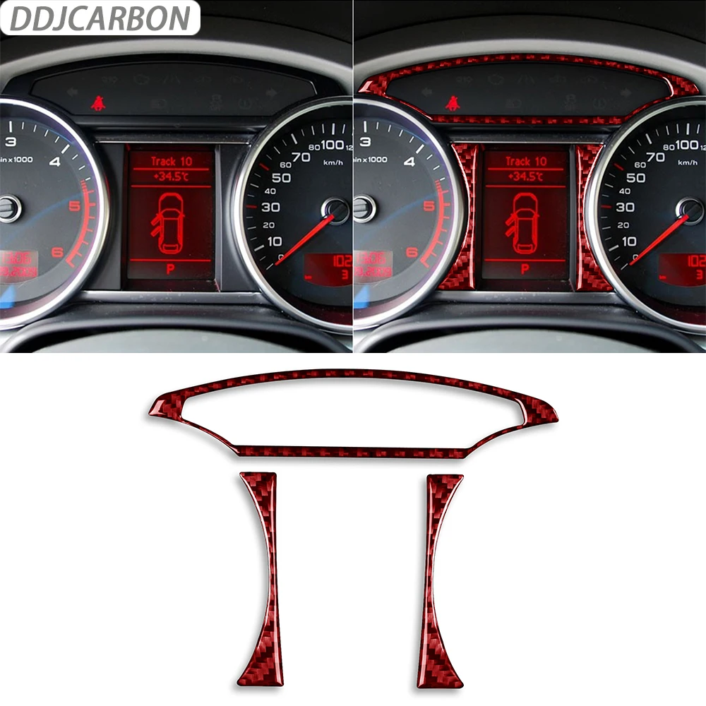 

Red Real Carbon Fiber Speedometer Trim Frame Cover Car Interior Sticker For Audi Q7 2007 2008 2009 2010 2011 2012 2013 2014 2015