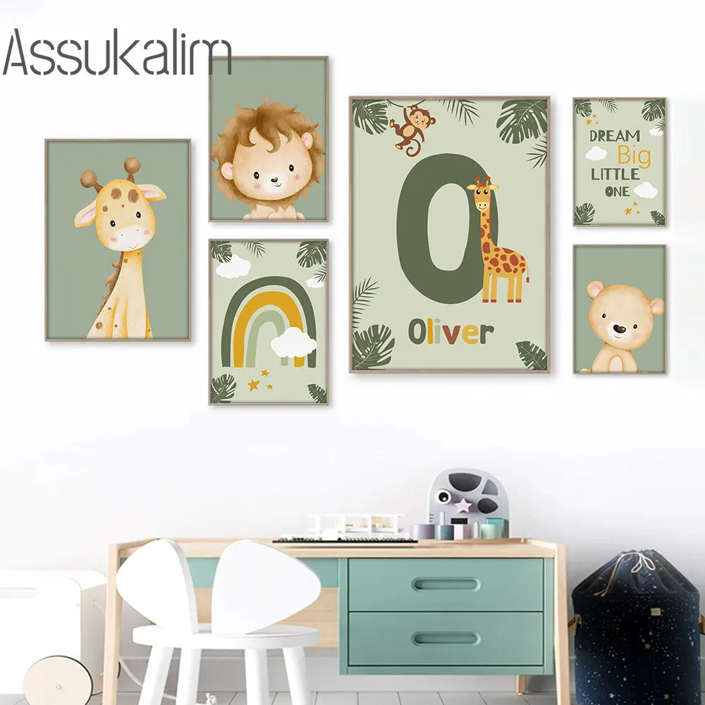 

Lion Giraffe Art Prints Bear Print Pictures Rainbow Animal Canvas Poster Nursery Wall Posters Nordic Poster Baby Kids Room Decor
