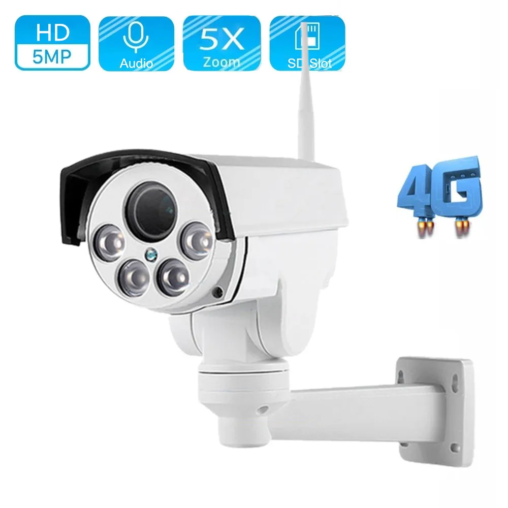

4G SIM Card IP Camera 1080P 5MP HD Wireless Outdoor Bullet Security CCTV Camera 5X 10X Optical Zoom Pan Tilt P2P Audio Camhi