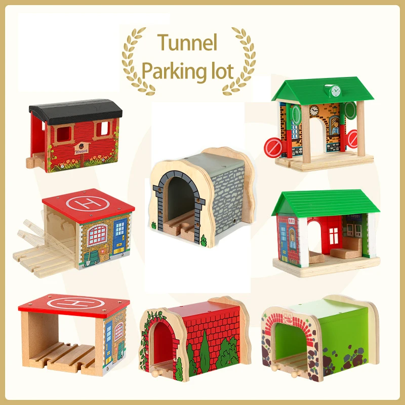 

Wooden train scene track accessories compatible with small train tracks, rich scene airplane apron A1