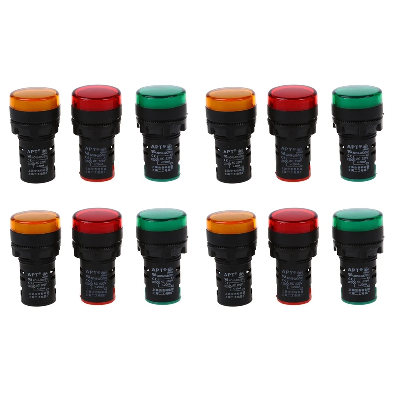 

Красная, желто-зеленая фотолампа 22 мм фотоэлемент управления дисплеем AC 220 V 12 шт.