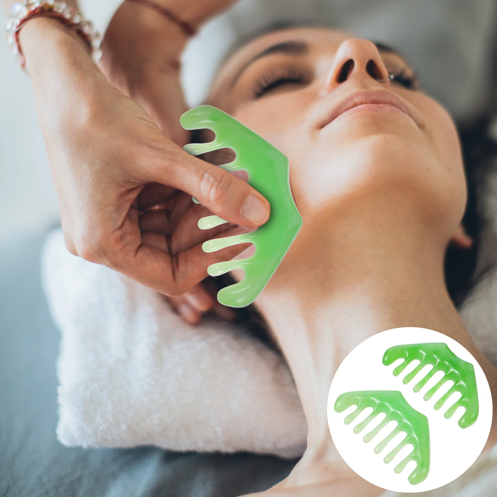 

Comb Tool Scraping Hair Jade Guasha Scalp Head Body Board Facial Stone Face Massaging Shape Point Women Pocket Scraper Roller