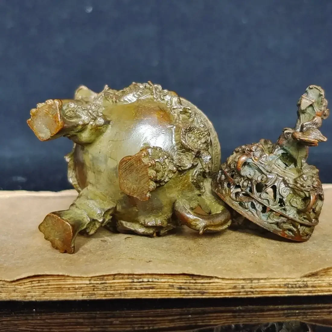 Антикварный ретро китайский Tengu Jiulong древний орнамент курильницы горелка алхимии