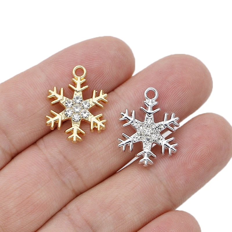 

10 шт., позолоченные подвески-снежинки, 22 х17 мм