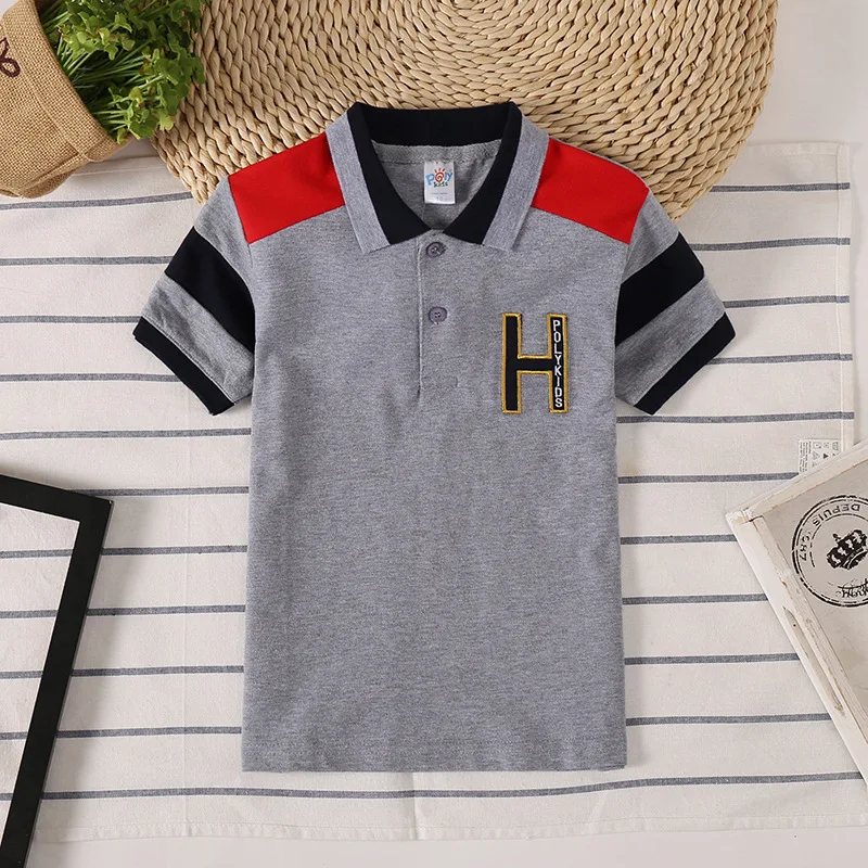 Summer Child Clothing Cotton Kids Boys Polo Shirt Tops Baby Boy Patchwork t Shirts Embroidery Fabric Tee Fashion 2-12year Clothe