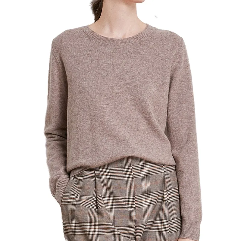 

High End100% Merino Wool Sweater Women's O-Neck Short Pullover Autumn Winter Slim Long Sleeve Cashmere Knitted Bottoming Shirt