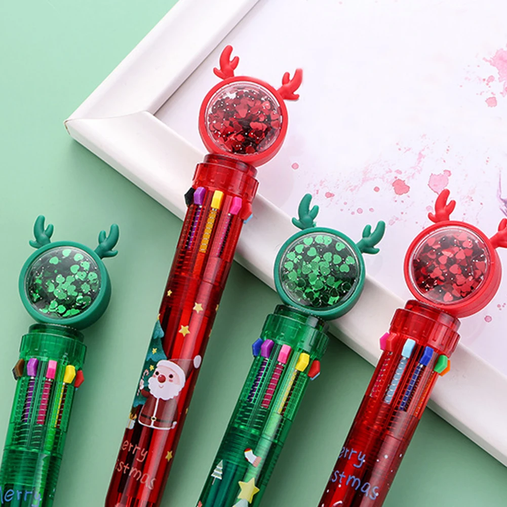 Мультяшная шариковая ручка 10 в 1 разноцветные ручки с блестящим декором для