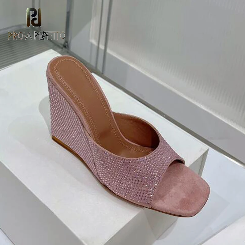 

Женские туфли на танкетке, пикантные Шлепанцы из натуральной кожи, с открытым носком, на высоком каблуке, на лето