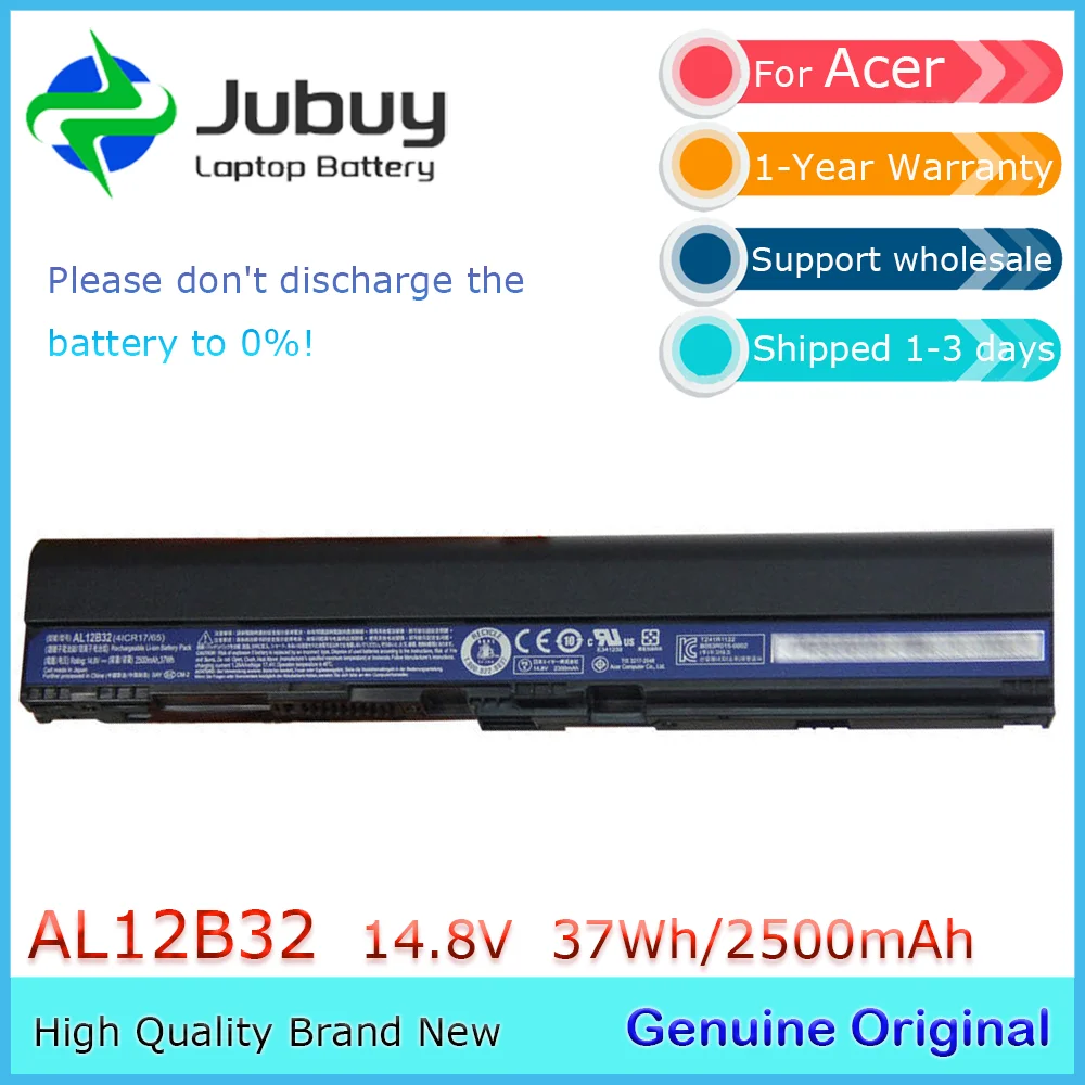 AL12B32 14 8 В 2500 мАч оригинальный аккумулятор для ноутбука Acer TravelMate Aspire One 756 725 V5-131 V5-171