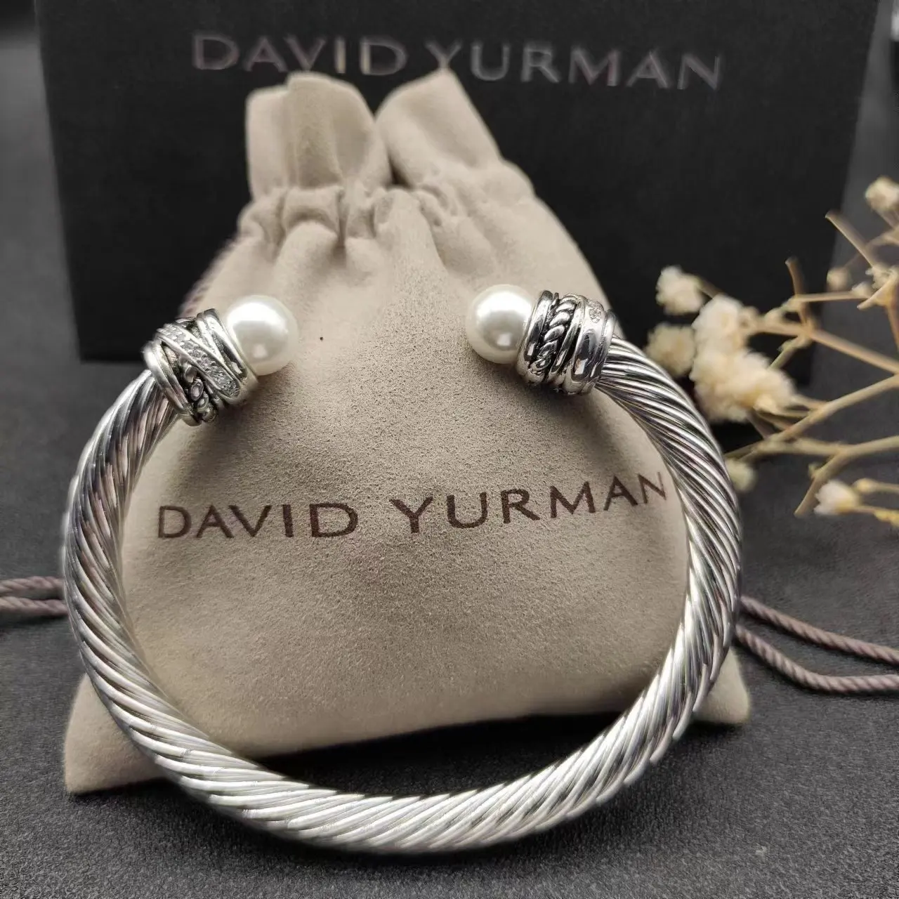 7MM Cable Classic David Yurman S925 Sterling Silver Black Onyx And Paved Diamond Bracelet For Men's Jewelry Gift