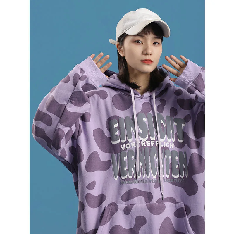 Женская толстовка в стиле Харадзюку пурпурная кофта с графическим принтом