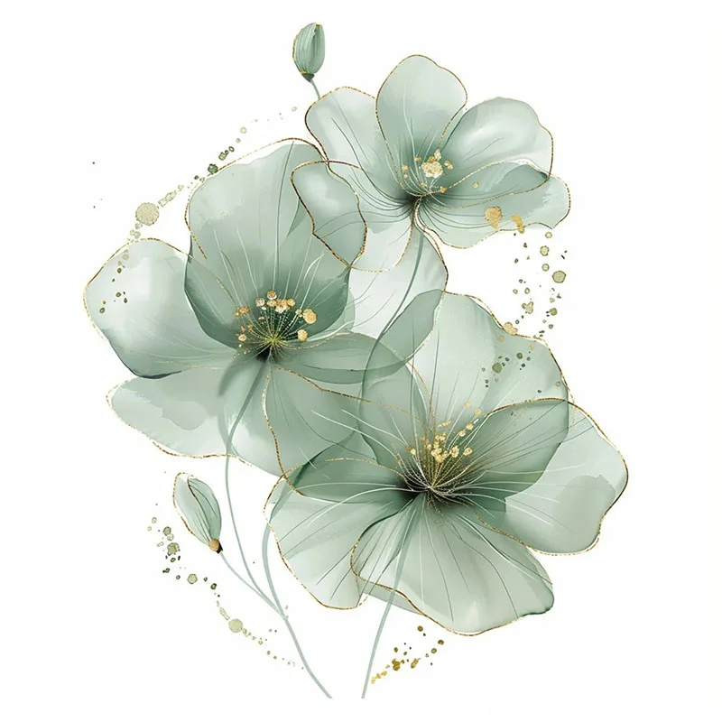 

ПВХ наклейки на стены зелёные цветы