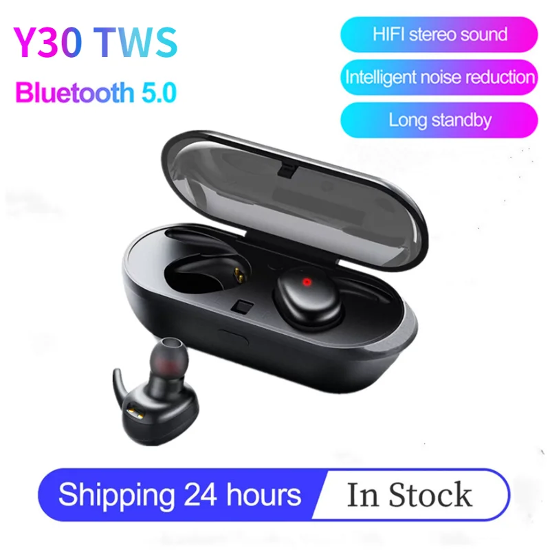 Беспроводные bluetooth-наушники Y30 TWS с сенсорным управлением, спортивные водонепроницаемые наушники с микрофоном для смартфонов, музыкальные н...