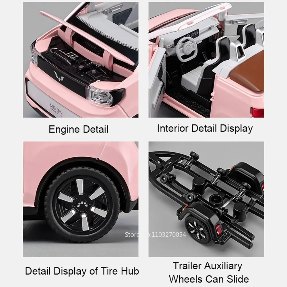 1:24 WuLing HongGuang MINI EV миниатюрная модель автомобиля из сплава игрушки литой под