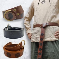 steampunk retro medieval viking buckles belt embossed pu leather o ring belt renaissance knight belt larp cosplay waistband