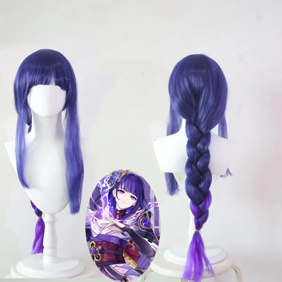 

Game Genshin Impact Raiden Shogun Cosplay Wig Purple Long Wigs Heat Resistant Synthetic Hair Party Event Anime Game Hair Wigs