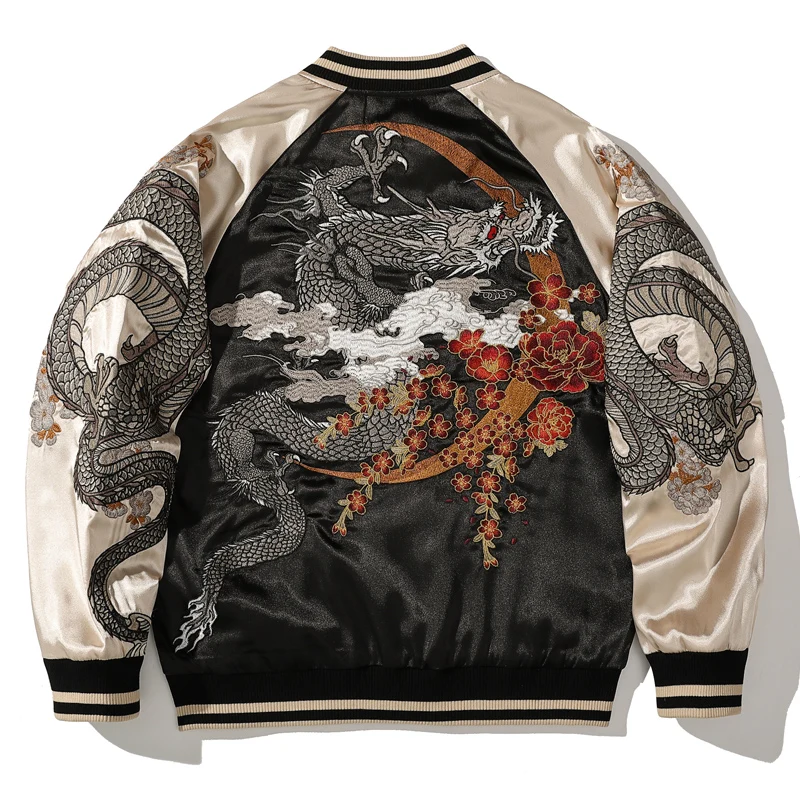 

2022 Autumn new Yokosuka embroidered Chinese dragon jacket men's casual trendy outerwear heavy personality baseball uniform coat