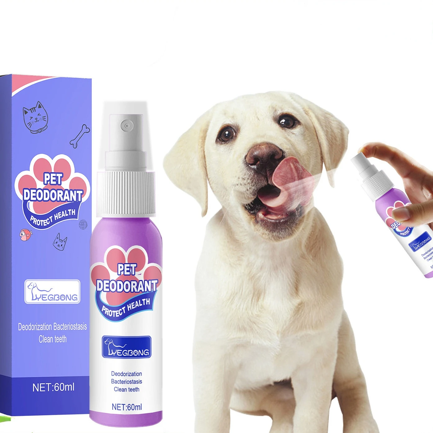 60ml Pet Spray Eliminate Bad Dog Cat Mouth Teeth Clean Breath Bad Naturally Cleaning Plaque Tartar Gum Disease Mouth Freshener