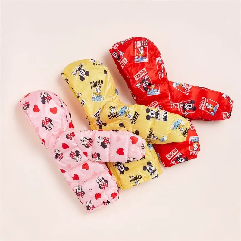 Детская одежда с принтом Диснея Микки и Минни пуховик кавайный детский легкий