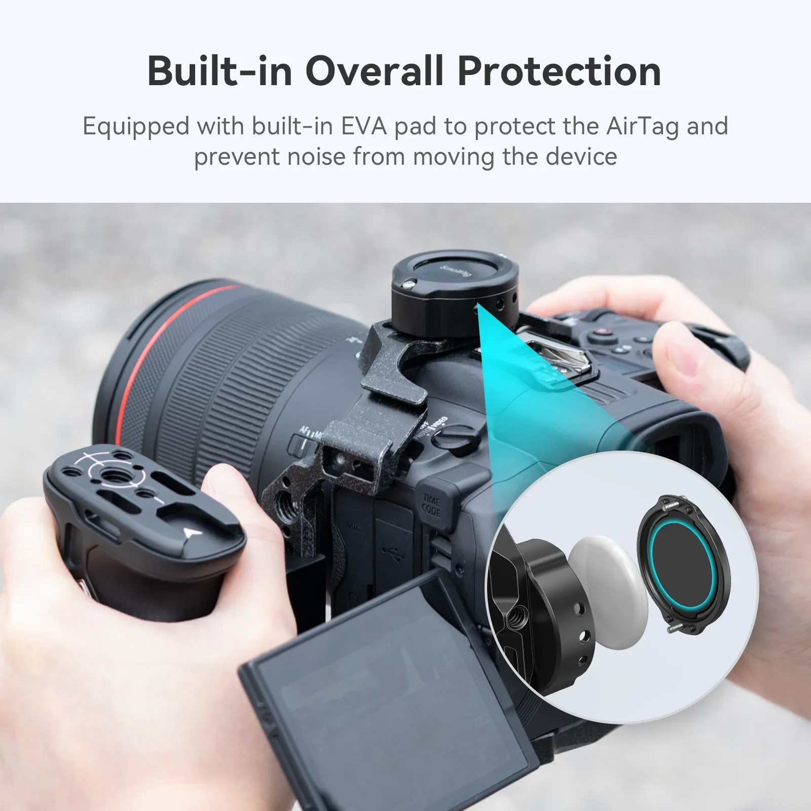 Клетка SmallRig для AirTag со сквозным слотом 18 мм и креплением с резьбовым отверстием 14 дюйма-20 AirTag на камере для трековых устройств MD4149 (art.: 3920d3fd66045) - 3920d3fd66045