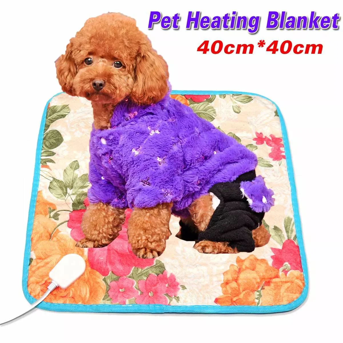 

40*40cm 18W Dog Cat Electric Heat Pad Temperature Adjustable Pet Bed Blanket Puppy Bunny Heater Mat Autumn Winter Cushion