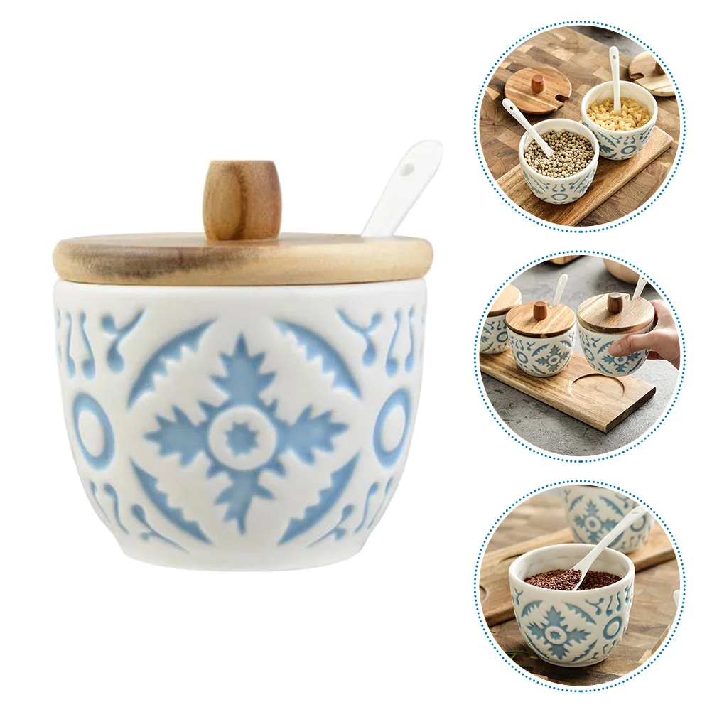 

Seasoning Condiment Ceramic Container Pots Jar Canister Coffee Tea Cruet Flour Cellar Box Sugar Canisters Jars Salt Pepper