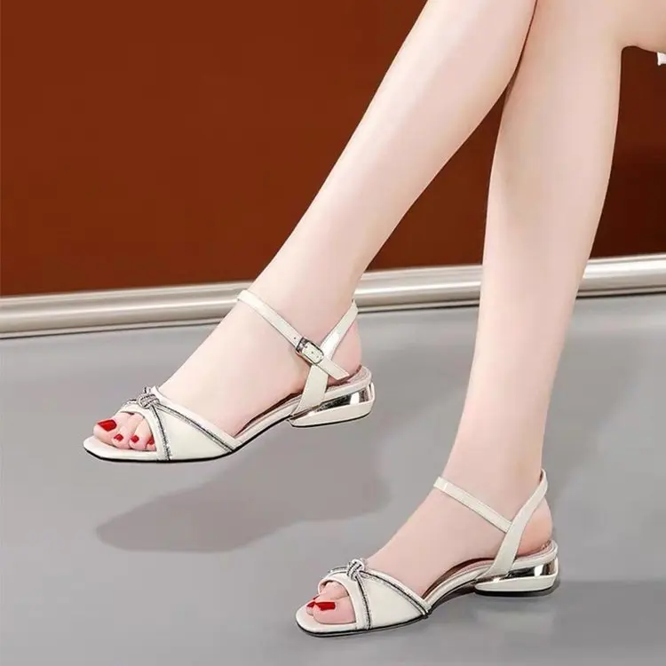 Summer Sandals Women 2022 Black Beige Party style PU Leather Summer 3cm  Heel Wedge Women's Sandals Ladies Shoes Size 35-41 | Обувь | АлиЭкспресс