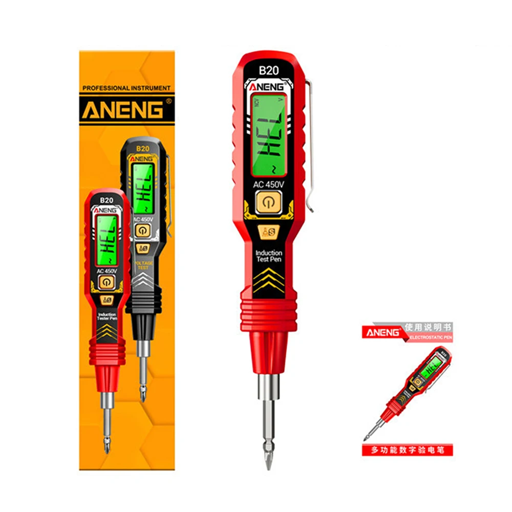 

ANENG B20, новая высокоточная ручка для измерения напряжения, зуммер, детектор напряжения, измеритель, диагностический инструмент для поиска точки останова