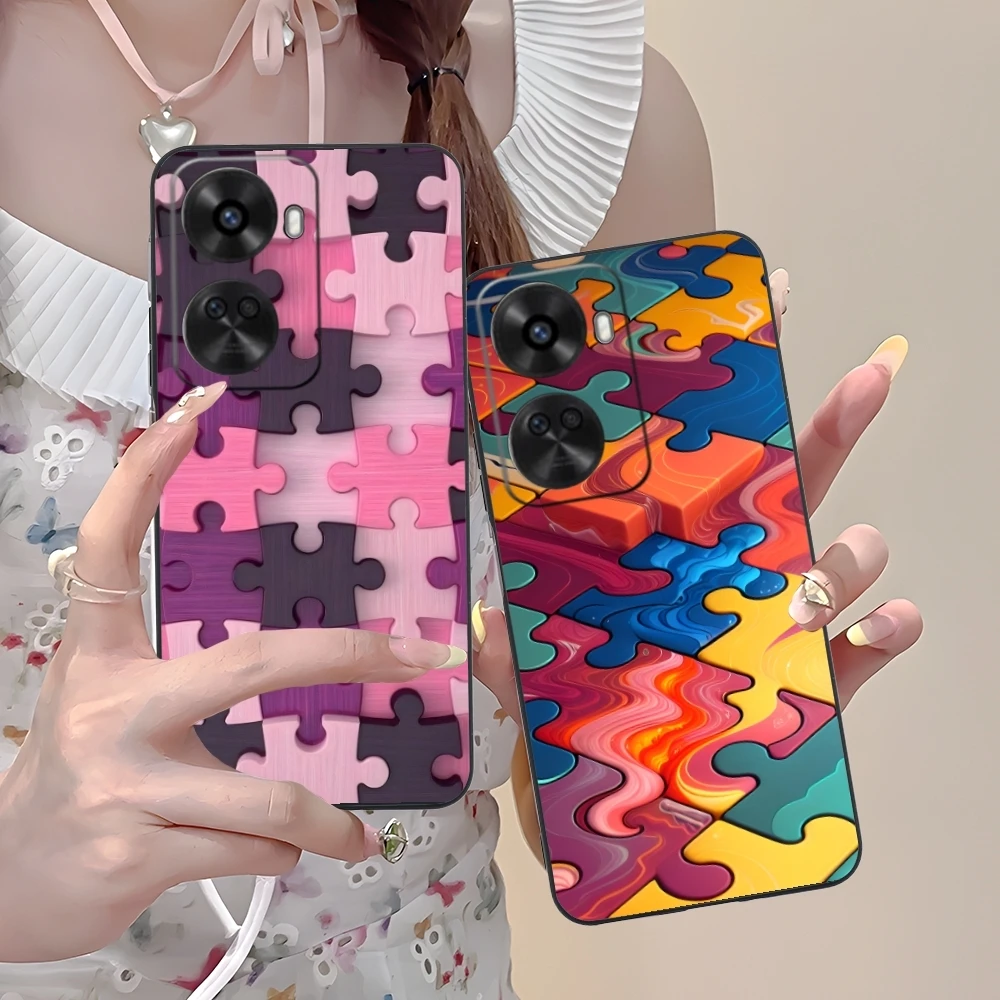 Чехол для мобильного телефона Puzzle Pretty Fashion Huawei Nova 12 11 10 9 8 7 Pro SE 5G черный мягкий