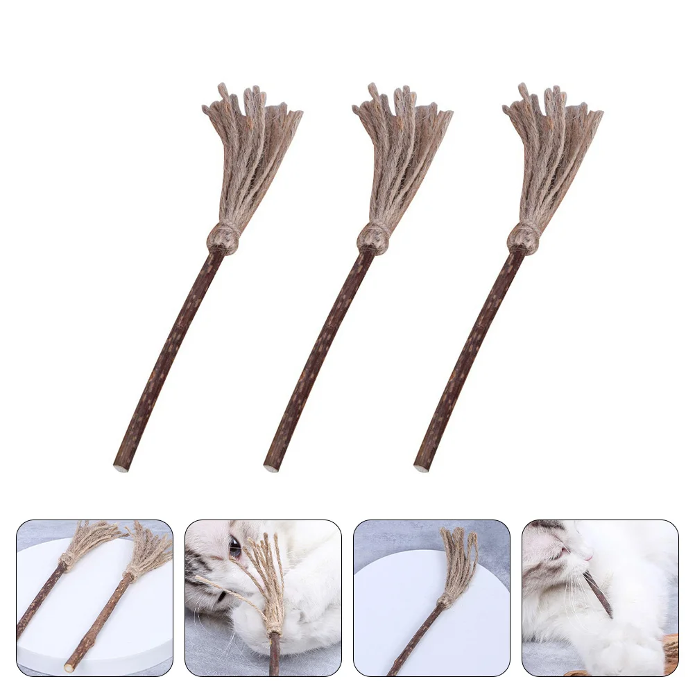 

3pcs Wooden Pet Cat Wand Teaser Toys Care Stick Cat Molar Toys