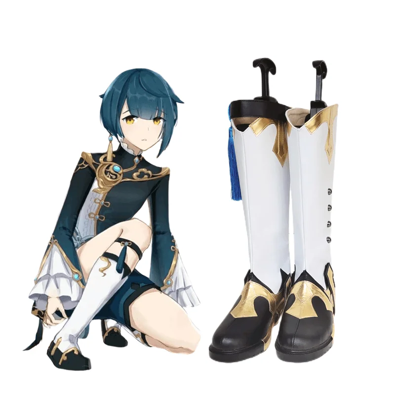 Обувь для косплея Genshin Impact Xingqiu ботинки на заказ Хэллоуин фотореквизит большого