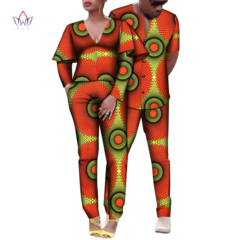 2023 Summer Couple Clothes Matching Set African 4 Pcs Lovers Couples Wear Print Dashiki Bazin Riche Plus Size Outfits WYQ668