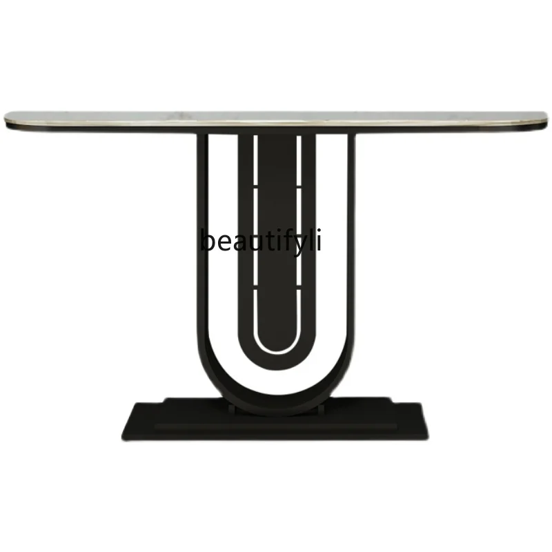 

yj Simple modern marble porch table aisle wall light luxury porch table end view table