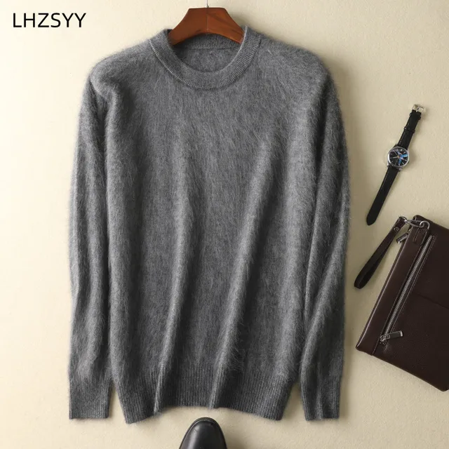Men's 100% pure Mink Cashmere Sweater with O-Neck 4