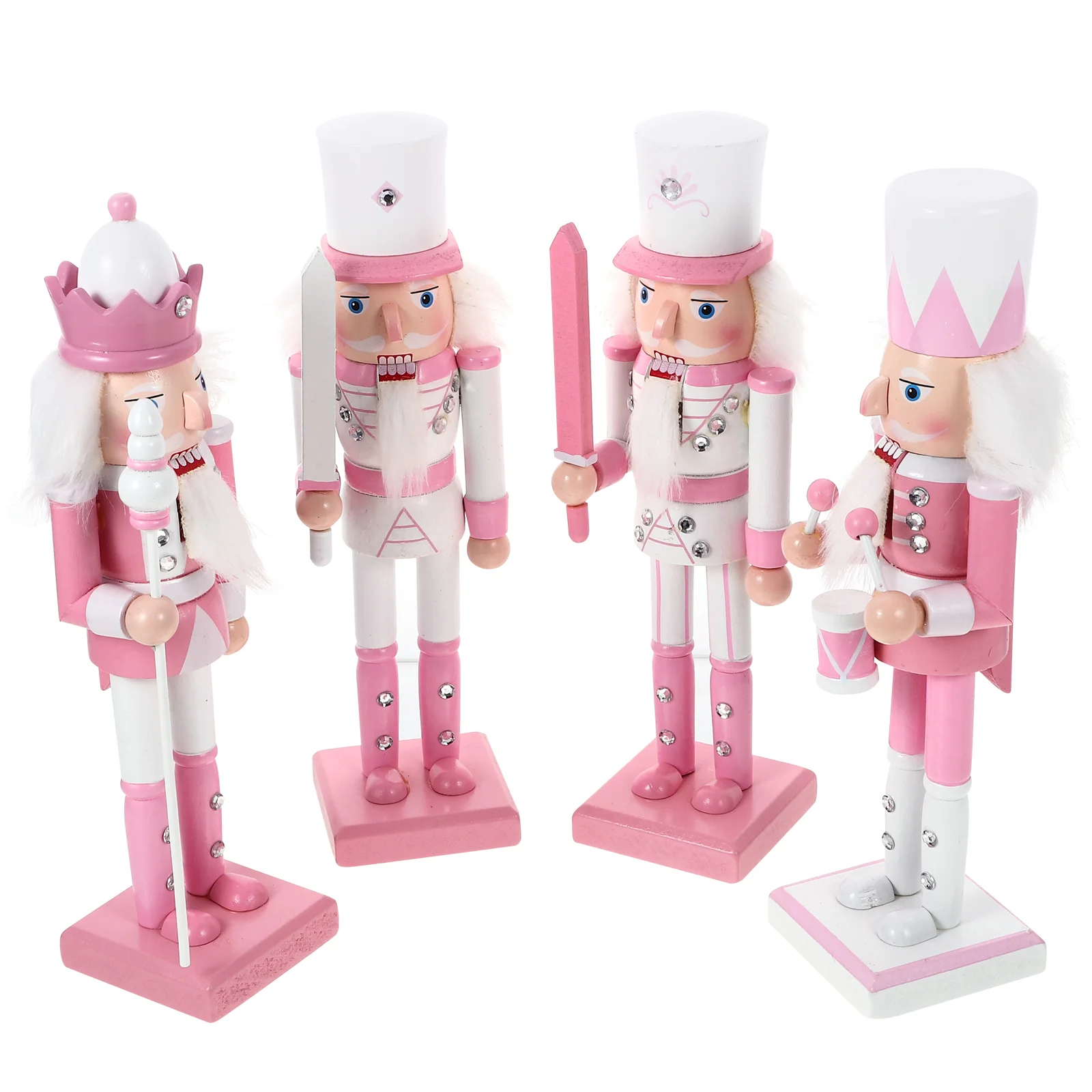 

4 Pcs Christmas Nutcracker Wood Nutcrackers Decor Outdoor Decorations Puppet Decorative Xmas for Child Tree